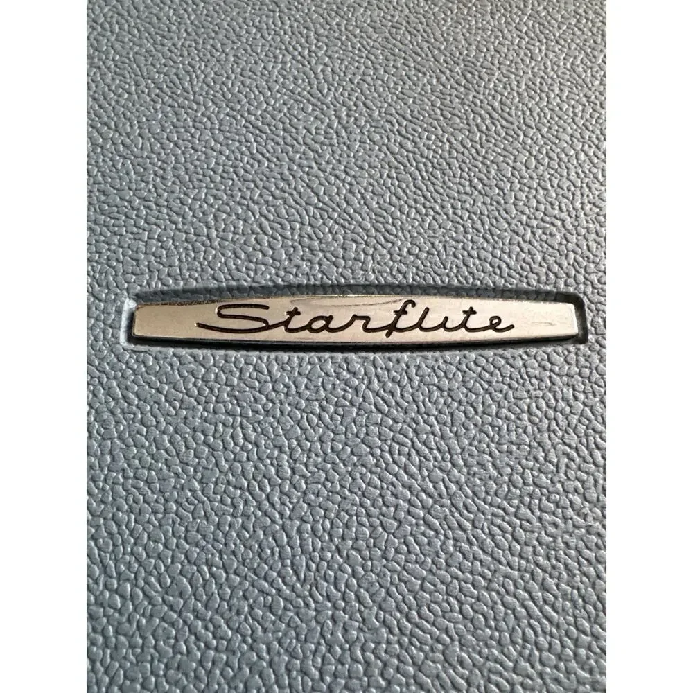 1960s Starflite Blue Round Train Case Vanity Makeup Travel Bag Key